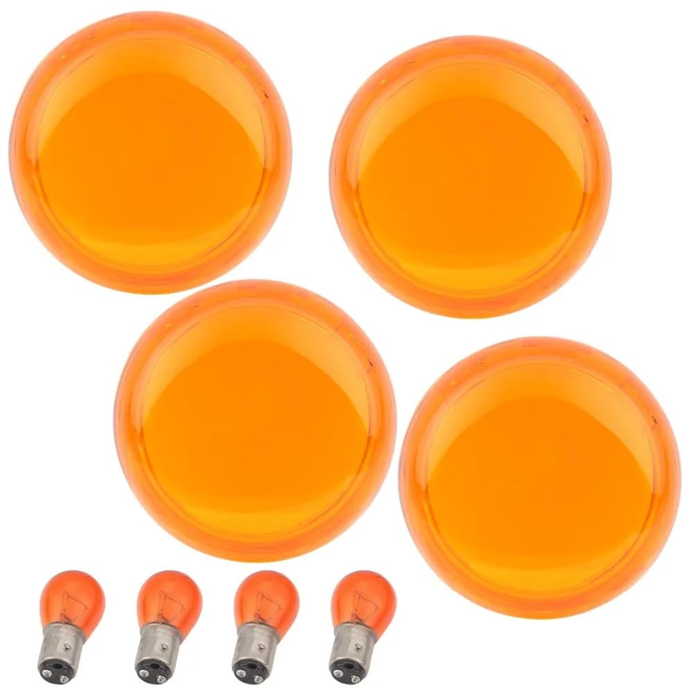 ASJFGTEH 4 stücke Motorrad Blinker Licht Objektiv Abdeckung W/Glühbirnen Kompatibel Mit Sportster 883 1200 XL 72 48 XL1200(Amber) von ASJFGTEH