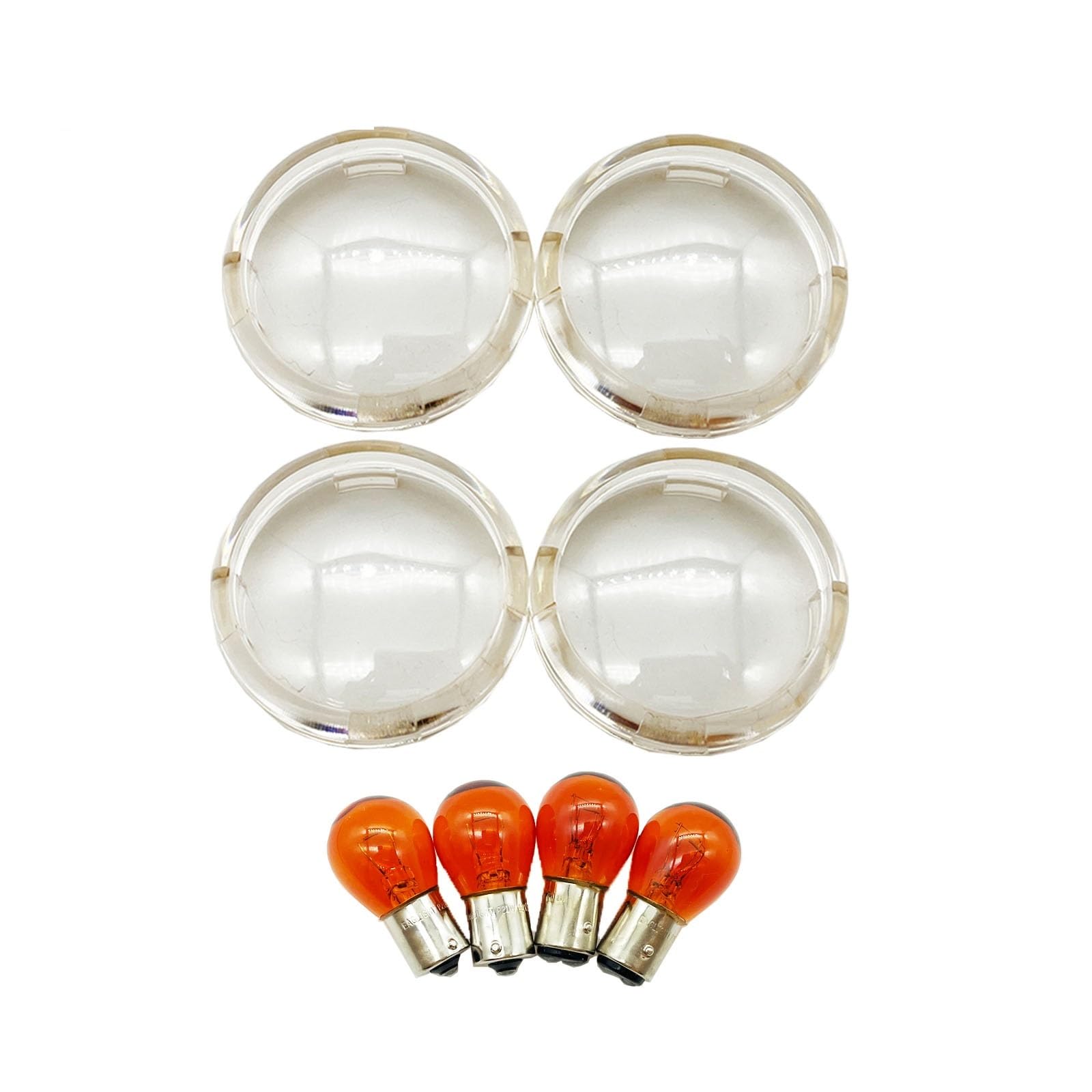 ASJFGTEH 4-teiliges Motorrad-Blinker-Lichtanzeige-Objektivabdeckungs-Kit mit 1156 1157 Glühbirnen, kompatibel mit Touring Softail Dyna Sportster XL(Clear) von ASJFGTEH