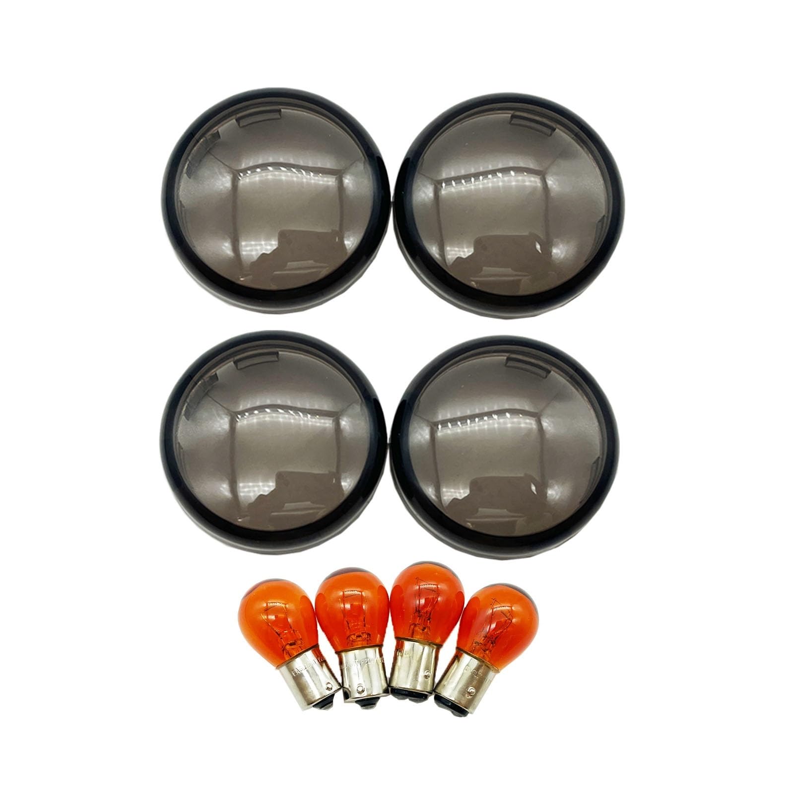 ASJFGTEH 4-teiliges Motorrad-Blinker-Lichtanzeige-Objektivabdeckungs-Kit mit 1156 1157 Glühbirnen, kompatibel mit Touring Softail Dyna Sportster XL(Smoke) von ASJFGTEH