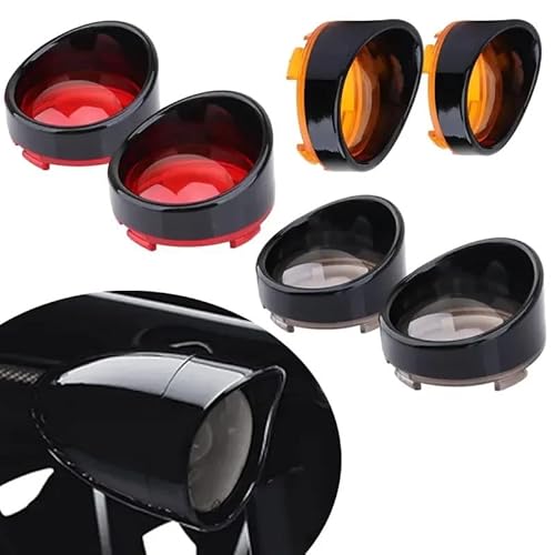 ASJFGTEH Motorrad 2 STK Bullet Blinker Linsenabdeckung Helle Schwarze Visierblenden Kompatibel mit Street Glide Fat Boy Softail Touring(Light Black Red) von ASJFGTEH