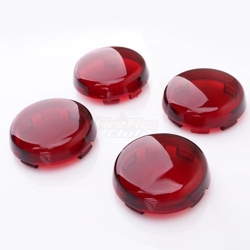 ASJFGTEH Schwarz Rot Gelb Motorrad Blinker Objektiv Licht Kappen Abdeckung Kompatibel Mit Dyna Softail Electra Glide Road King Sportster 883 1200(Red4pcs) von ASJFGTEH