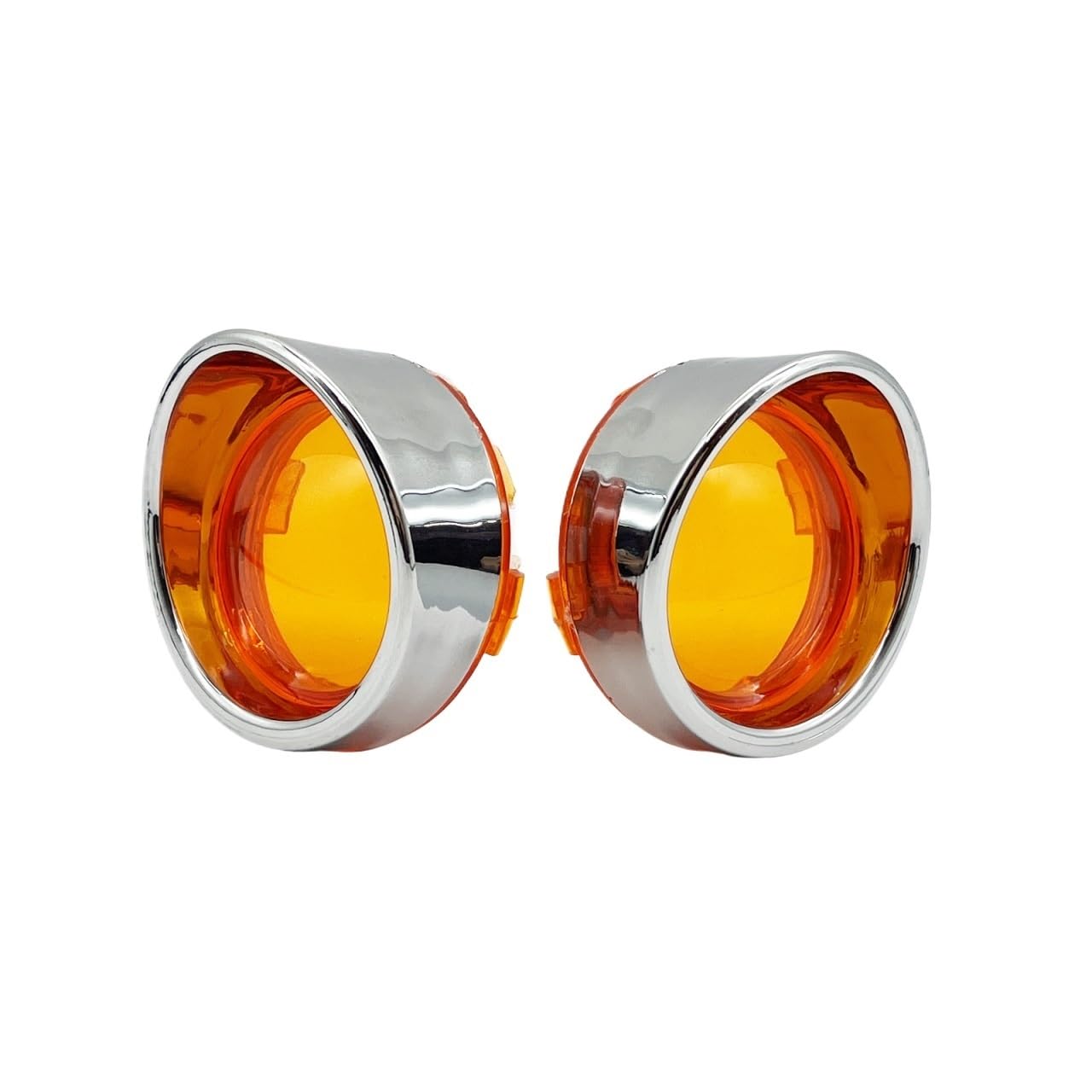 Motorrad Bullet Blinker-Lichtlinsenabdeckung mit Chrom-Visierblenden Kompatibel mit Sportster XL Softail Dyna V-Rod(Amber) von ASJFGTEH