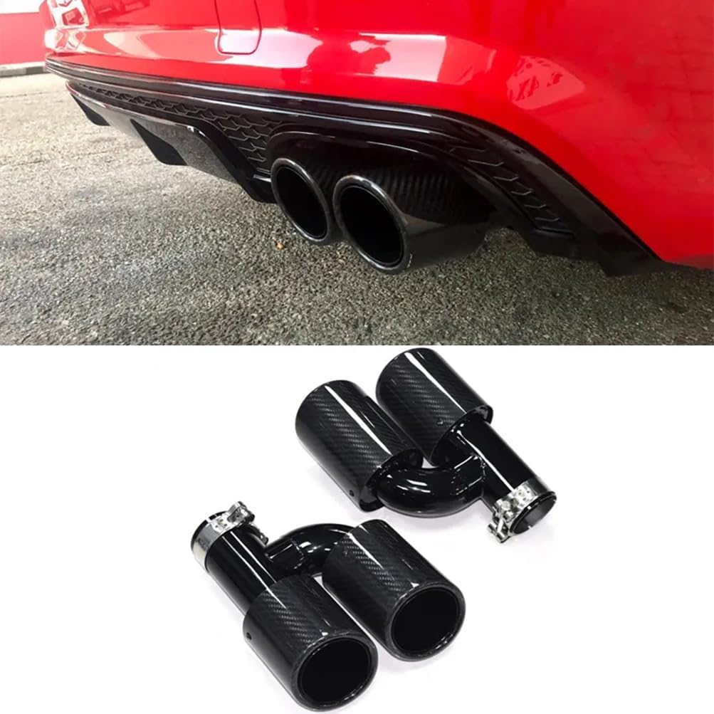 Universelle Auto Auspuffendrohr für Audi A4 A5 A6 A7 Up To S4 S5 S6 S7, Auto Auspuffrohr Spitze Edelstahl Endrohr Fahrzeug Spitze Abgassystem Modellieren Zubehör,C/Carbon Fiber von ASKKLP