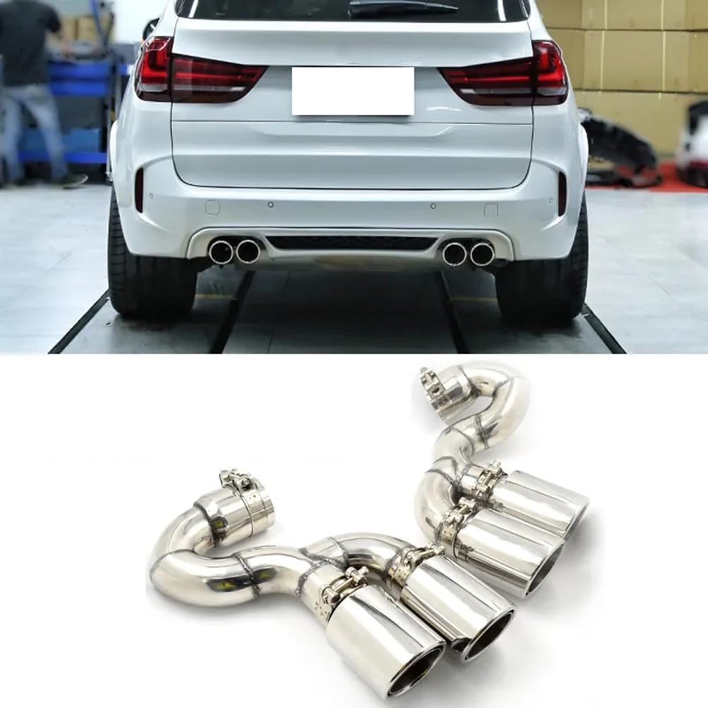 Universelle Auto Auspuffendrohr für BMW F15 X5M 2014-2019, Auto Auspuffrohr Spitze Edelstahl Endrohr Fahrzeug Spitze Abgassystem Modellieren Zubehör,B/Silver von ASKKLP