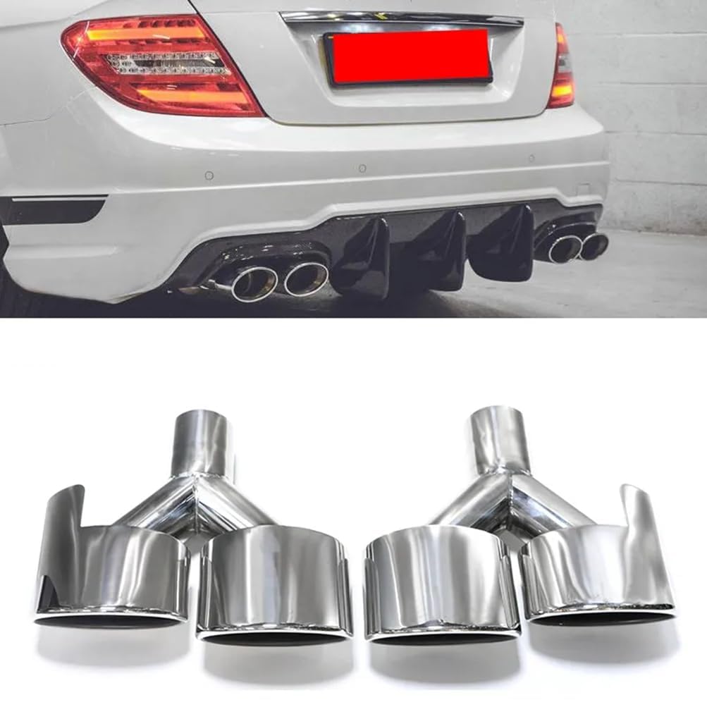 Universelle Auto Auspuffendrohr für Mercedes Benz C Class W204 C63/C65, Auto Auspuffrohr Spitze Edelstahl Endrohr Fahrzeug Spitze Abgassystem Modellieren Zubehör,B/Silver von ASKKLP