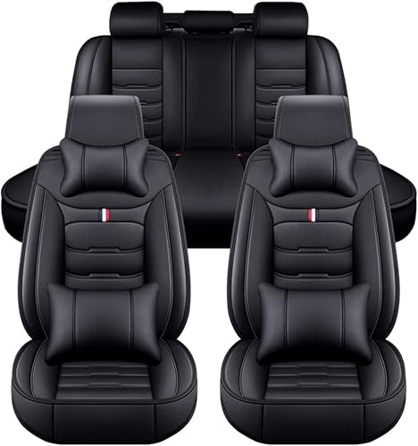 Auto Sitzbezüge für KIA EV6 / GT/GT Line, PU Leder Passgenau Autoschonbezüge, Wasserdicht Sitzschutz Auto-Schonbezüge Sitzkissen Innenraum Zubehör,Luxury_Set-E_Black von ASKX