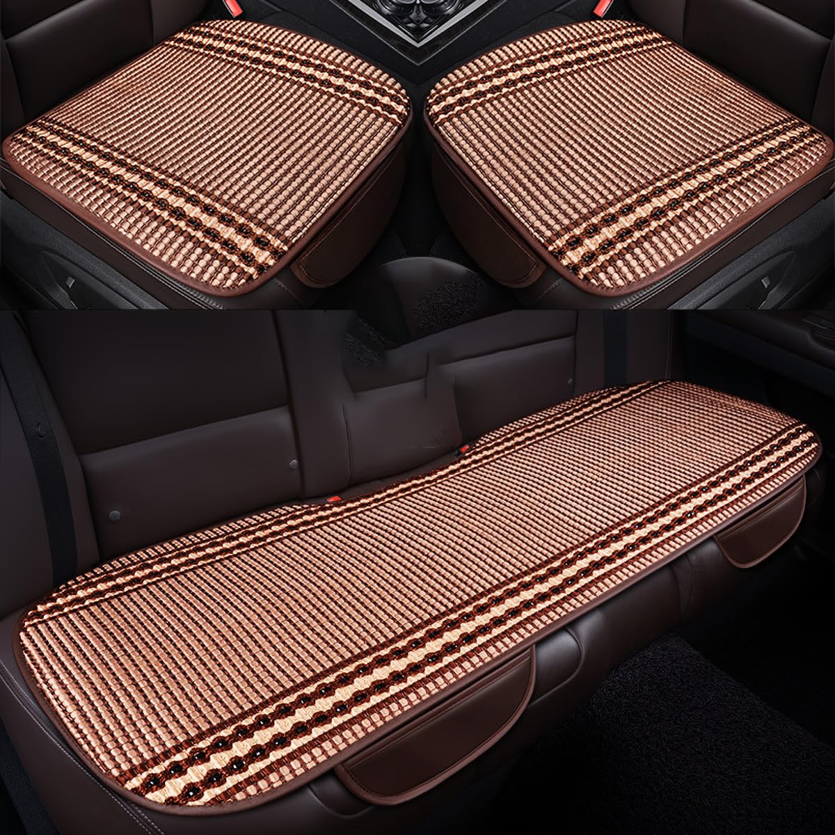 ASNAT Belüfteter Autositzbezug den Sommer für Ford Kuga 1.5 EcoBoost, Atmungsaktiv Und Bequem, Anti Rutsch Autositzschoner, B-coffee-3PCS von ASNAT