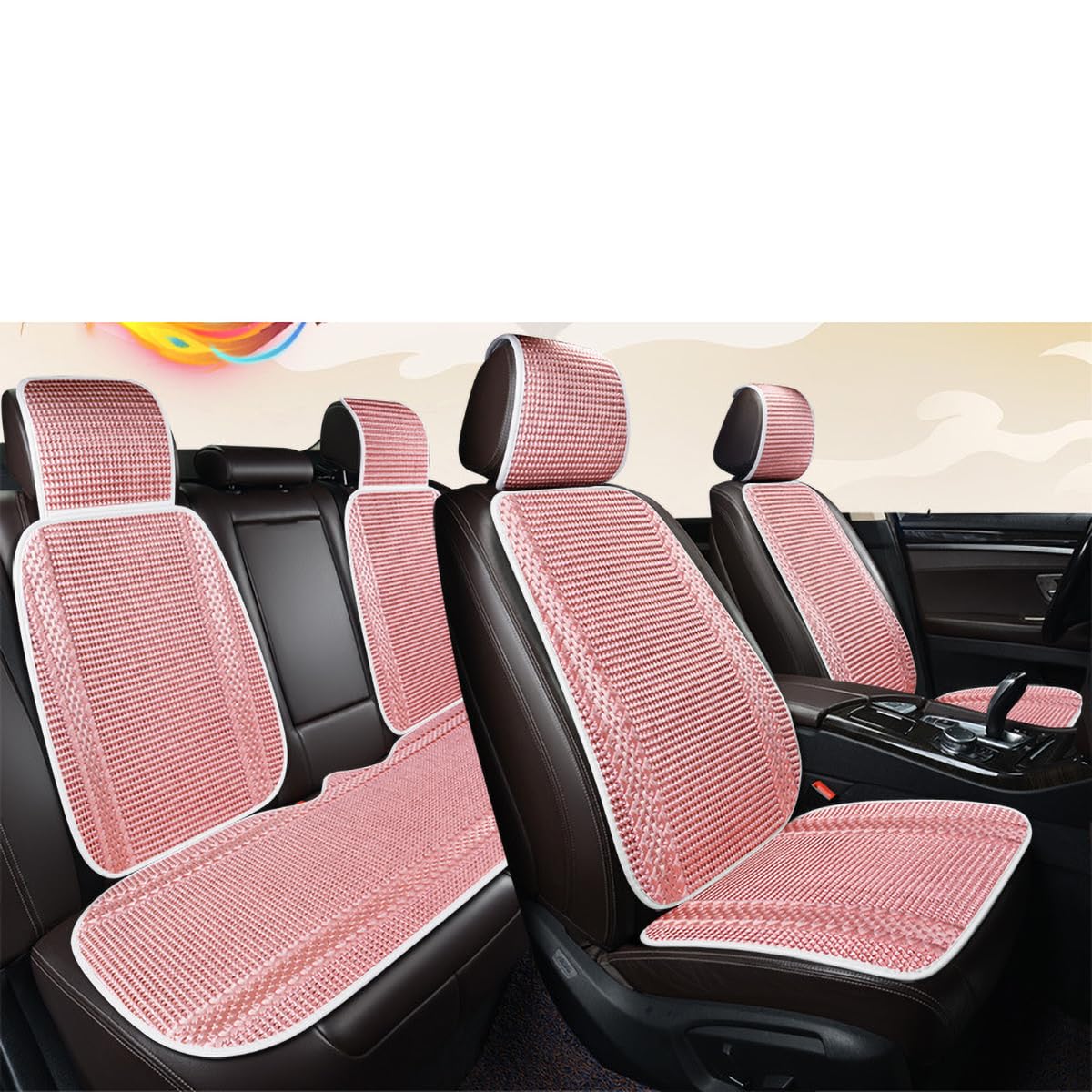 ASNAT Belüfteter Autositzbezug den Sommer für Ford S-Max 1.5 EcoBoost, Atmungsaktiv Und Bequem, Anti Rutsch Autositzschoner, E-pink-7PCS von ASNAT