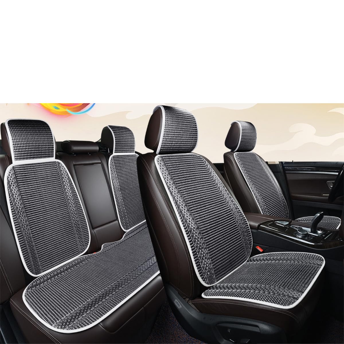 ASNAT Belüfteter Autositzbezug den Sommer für Hyundai Ioniq 2018 2019 2020, Atmungsaktiv Und Bequem, Anti Rutsch Autositzschoner, C-grey-7PCS von ASNAT