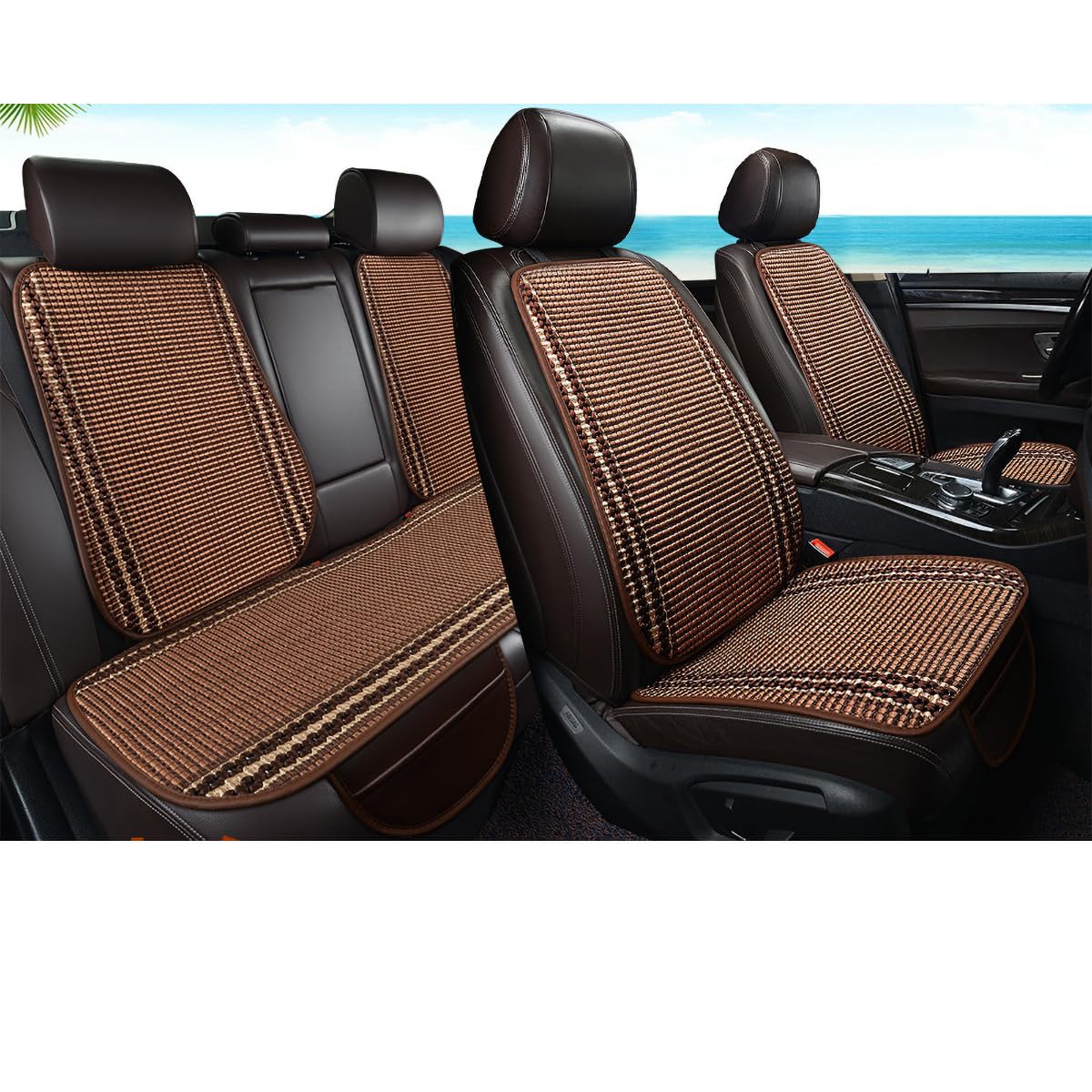 ASNAT Belüfteter Autositzbezug den Sommer für Hyundai Ioniq 5 2021-2024, Atmungsaktiv Und Bequem, Anti Rutsch Autositzschoner, B-coffee-7PCS von ASNAT