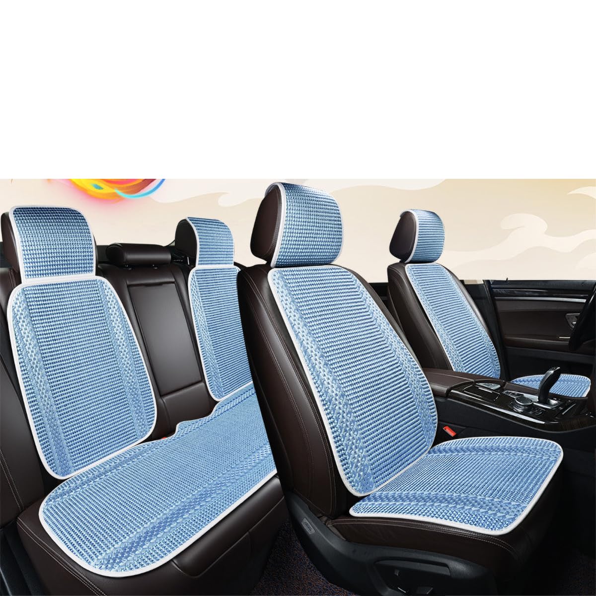 ASNAT Belüfteter Autositzbezug den Sommer für Jaguar XE 2014-2022, Atmungsaktiv Und Bequem, Anti Rutsch Autositzschoner, D-blue-7PCS von ASNAT