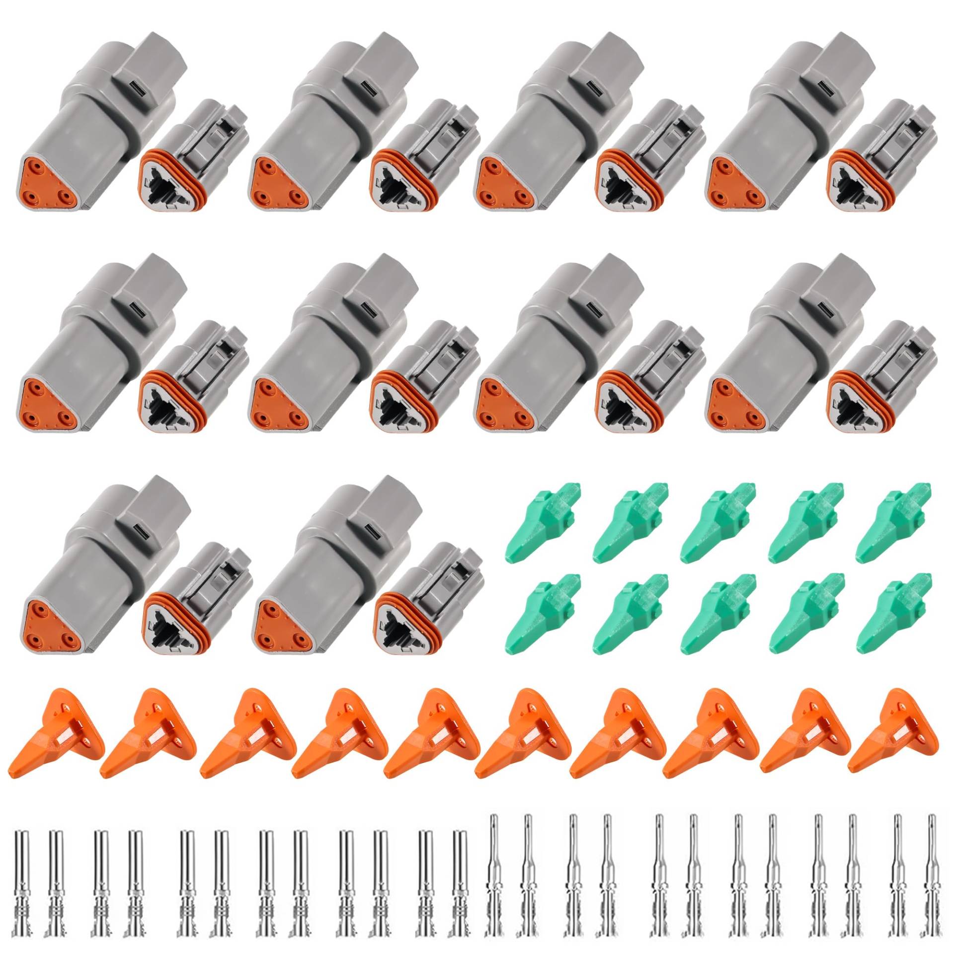 ASOFTY 10 Sets DT-Stecker-Set, Deutscher Stecker KFZ 3 Polig, DT06-3S/DT04-3P Deutsch Stecker, Auto Wasserdichter Elektrischer Steckverbinder für Auto, LKW und Motorrad von ASOFTY