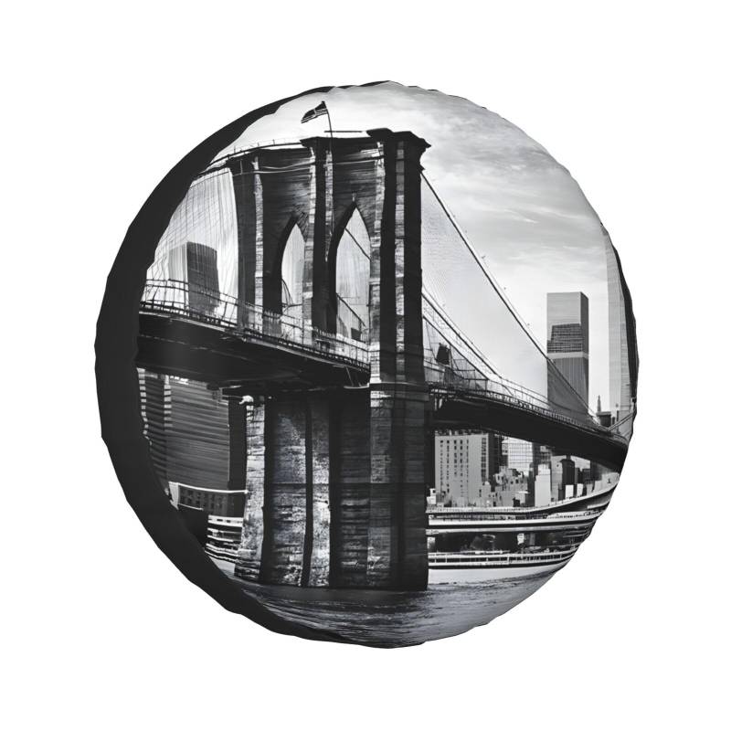 (Brooklyn Bridge) bedruckte Reifenabdeckung für Auto, LKW, Anhänger, Ersatzrad-Reifenabdeckung, passend für 60–83 cm Reifen von ASPOIJHN