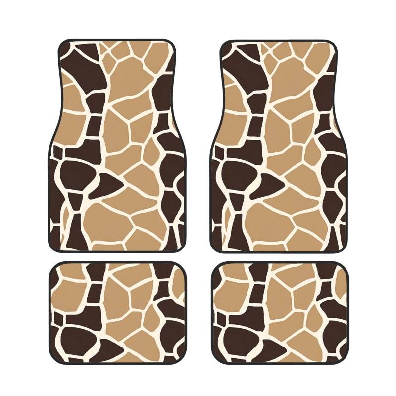 (Giraffen-Druck) bedruckte Autofußmatten Set mit 4 wasserdichten Vorder- und Hinterrad-Fußmatten für Auto-Innenzubehör von ASPOIJHN