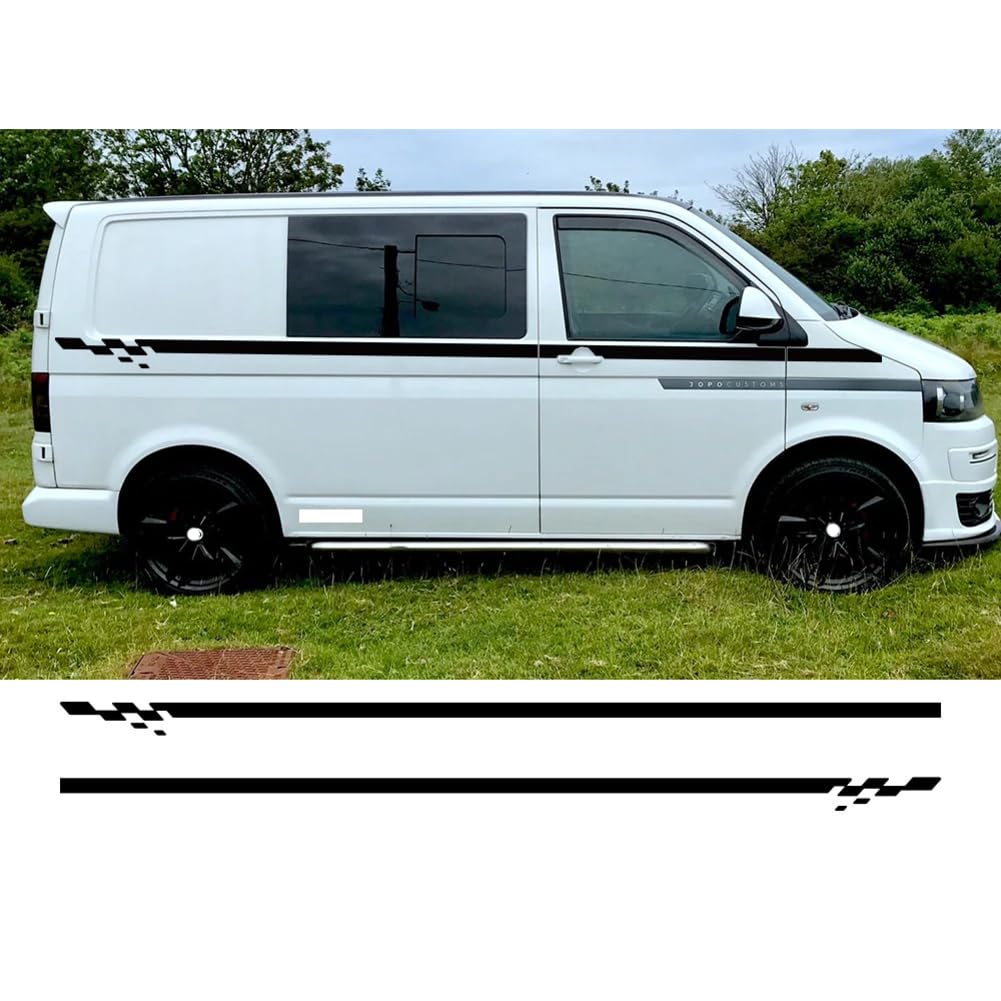 2 STÜCKE Autoaufkleber, für VW Transporter T4 T5 T6 Camper Van Side Racing Stripes Graphics Vinyl Aufkleber Autozubehör von ASQFJMHP