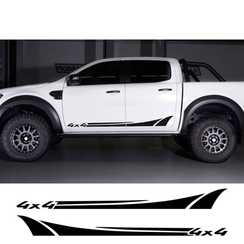 2 STÜCKE Autotür-Seitenschweller-Vinyl 4x4-Aufkleber, für Ford, für Ranger Raptor, für Isuzu DMA, für Nissan NAVARA, für Toyota Hilux Pickup Autozubehör von ASQFJMHP