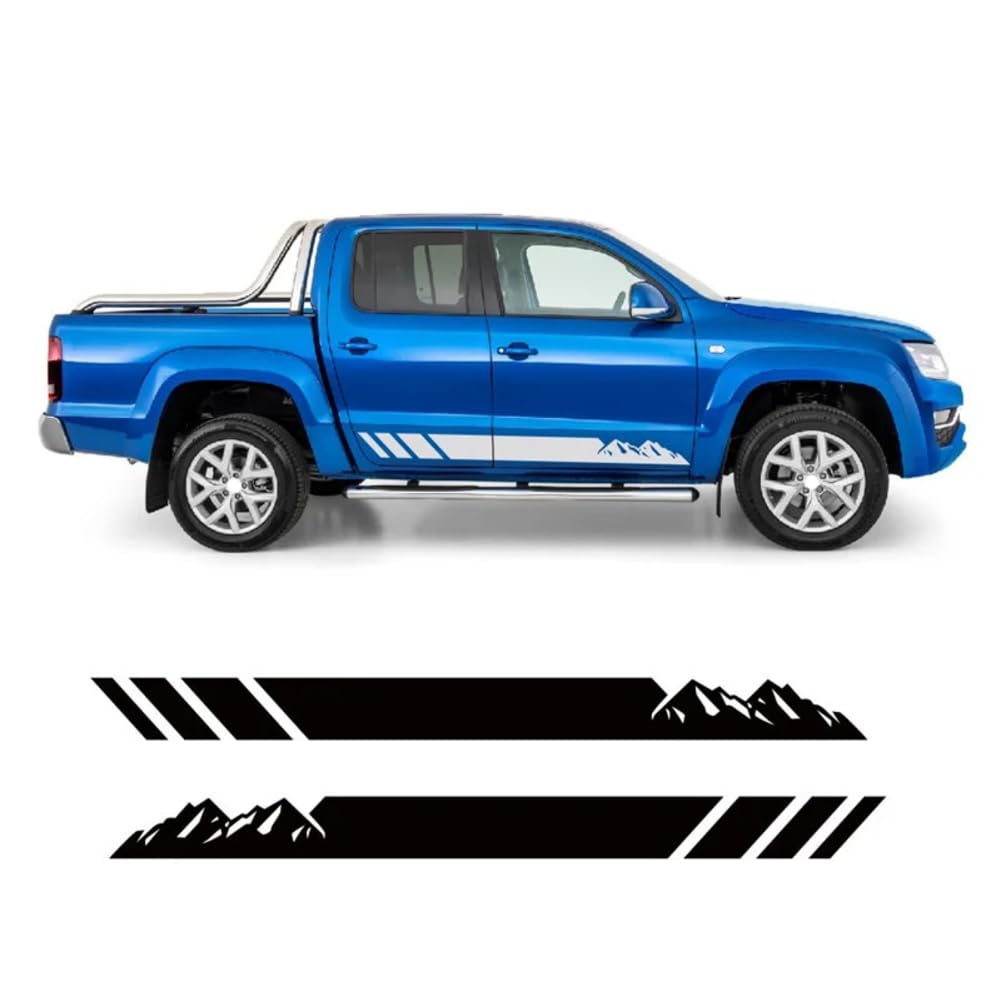 2 Stück, für VW Amarok, für Off, für Road, für Mountain Graphics Vinyl-Aufkleber, Autotür-Seitenschweller-Aufkleber, Karosserie-Pickup-Kofferraumstreifen von ASQFJMHP