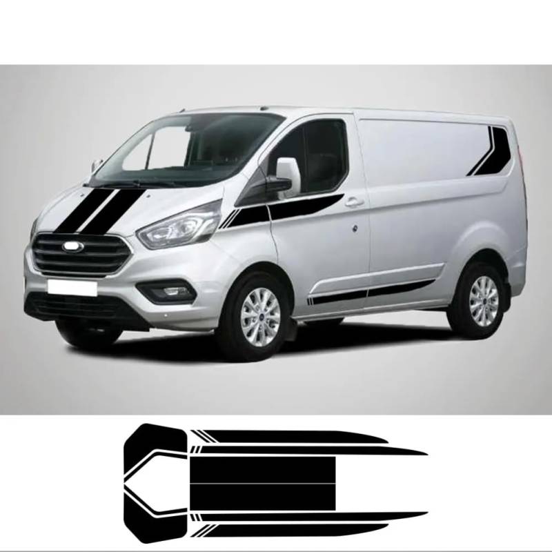 2 Teile/los Autoaufkleber, für Ford Transit Tourneo Custom MK7 MK8 MK9 Sport Stripe KIT Van Vinyl Aufkleber Tuning Autozubehör von ASQFJMHP