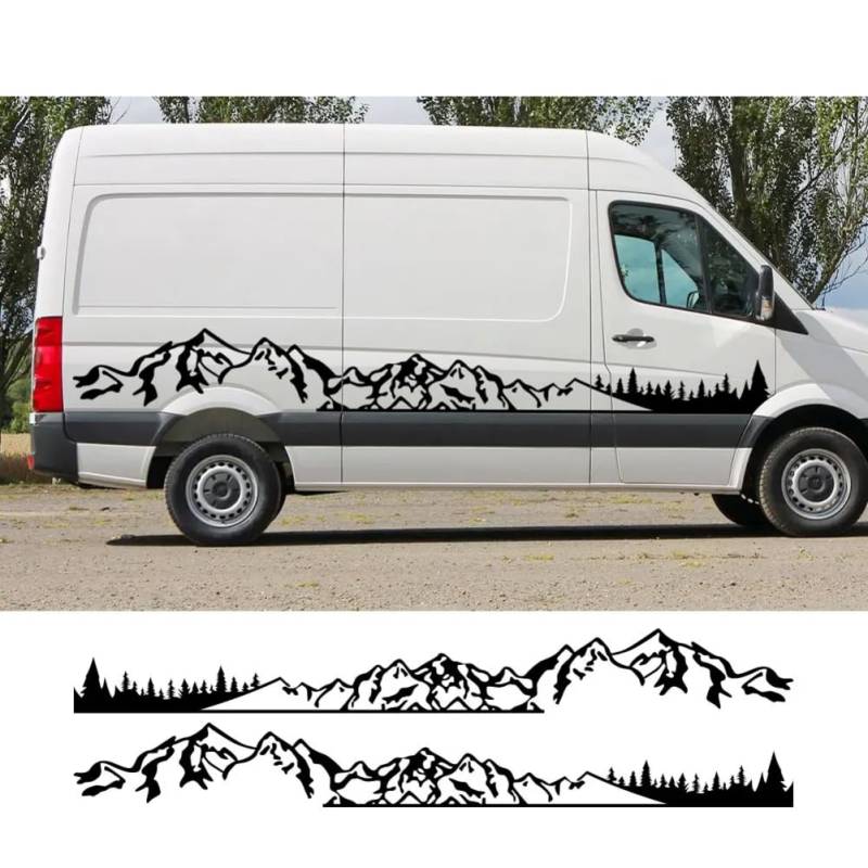 2 Teile/los Autoaufkleber Wohnmobil Camper Van DIY Streifen Berg Grafik Aufkleber, für VW Crafter Tuning Zubehör von ASQFJMHP