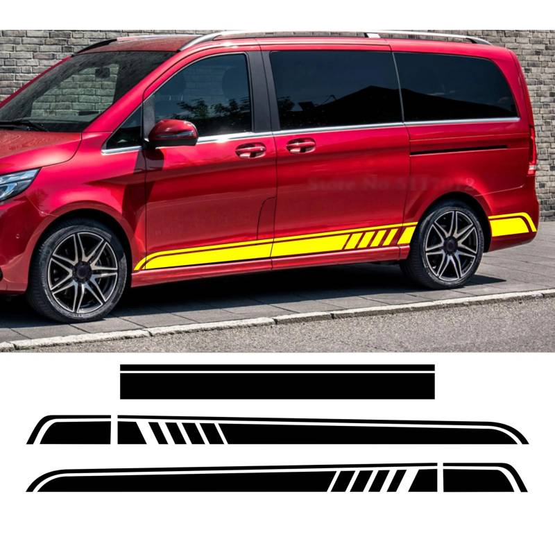 3-teiliger Motorhaubenaufkleber, beide Seitenstreifen, Rockaufkleber, für M=ercedes B=ENZ V-Klasse W447 Vito Viano 2014-heute AMG-Vinylzubehör von ASQFJMHP