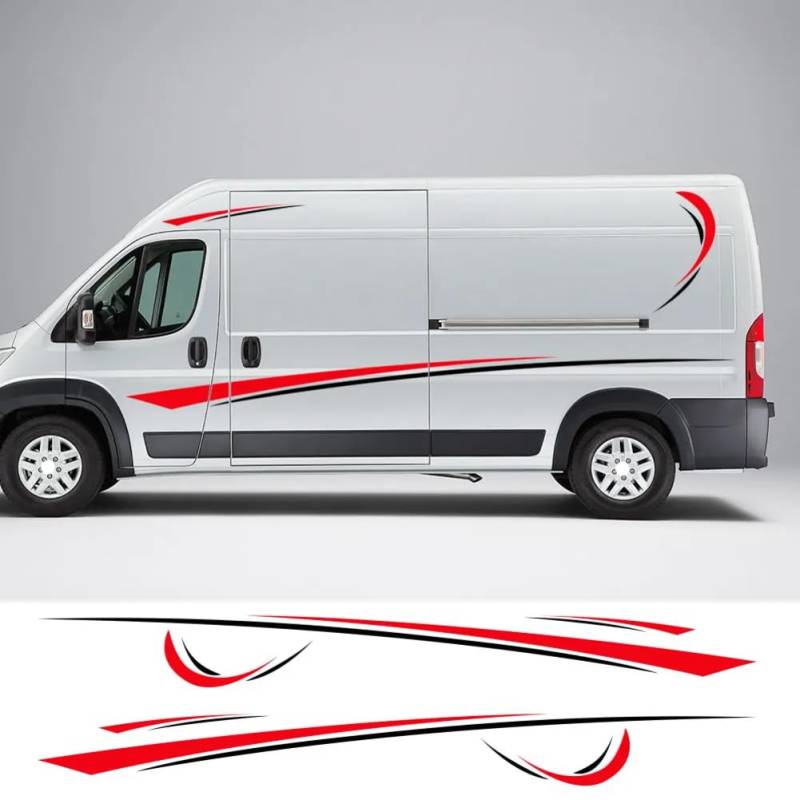 6 Teile/los Autoaufkleber Grafiken Sport Vinyl Streifen Camper Van Aufkleber, für Peugeot, für Citroen, für FIAT Ducato Zubehör von ASQFJMHP