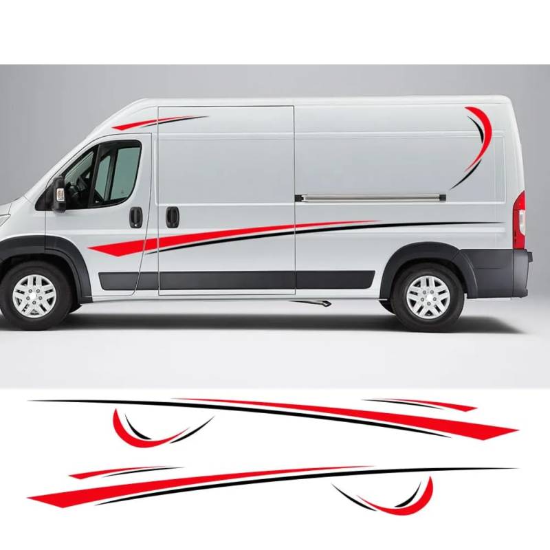 6 Teile/los Autoaufkleber Grafiken Sport Vinyl Streifen Camper Van Aufkleber, für Peugeot Boxer Citroen Jumper, für FIAT Ducato Zubehör von ASQFJMHP