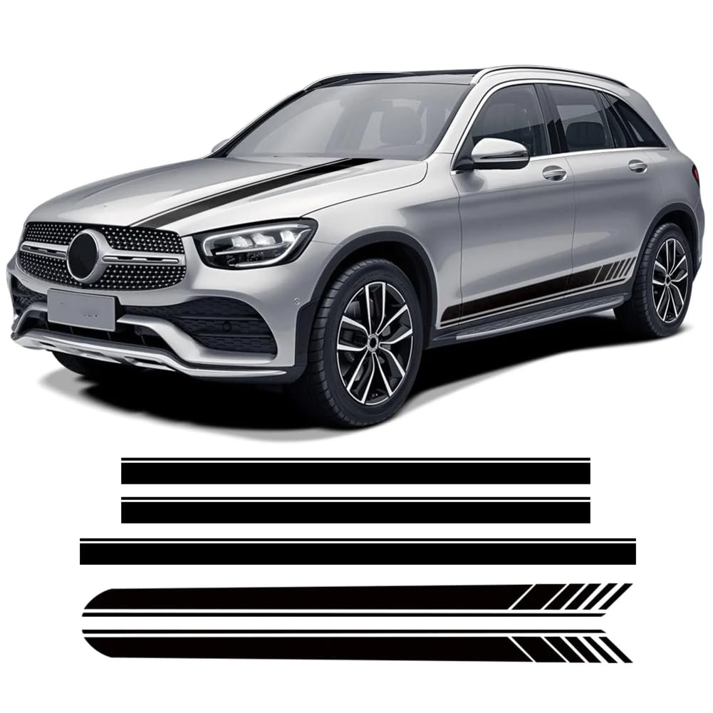 Aufkleber für Seitenstreifen im C63-Stil von der Motorhaube bis zur Rückseite, für Mercedes, für B=ENZ GLC-Klasse X253, für Coupé C253, für AMG-Zubehör von ASQFJMHP