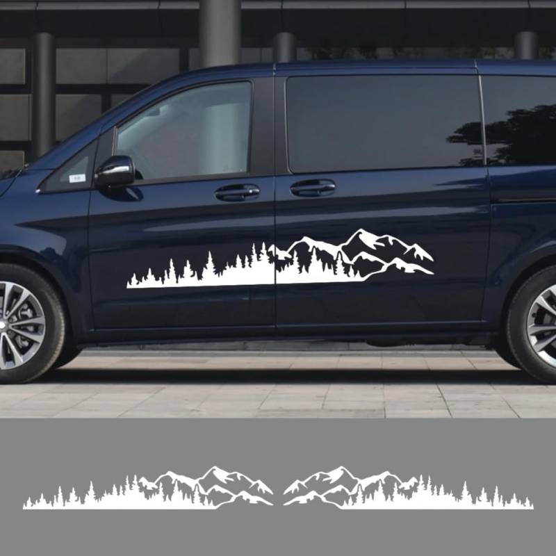 Grafiken Berg Bäume Styling Aufkleber Van Camper Körper Seite Dekor Aufkleber Wohnmobil RV Vinyl Dekoration Auto Tuning Zubehör von ASQFJMHP