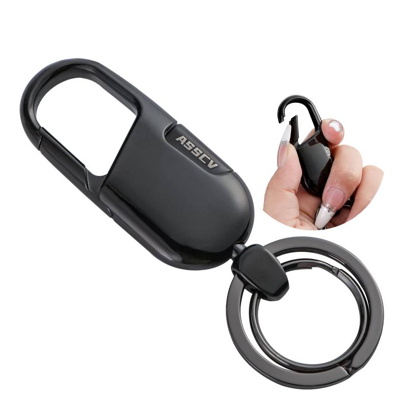 ASSCV Auto Schlüsselanhänger Robuster Auto Schlüsselanhänger Key Holder mit Stilvoller,Funktionaler und Praktischer Geschenkbox für Männer und Frauen(Black) von ASSCV