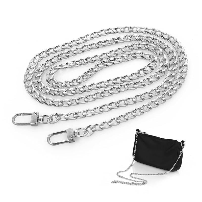 ASTER Tasche Kette Metall 120cm DIY Trageriemen Ersatz Taschenkette Schulterriemen Crossbody Replacement Chain mit Metallschnallen, Geldbörse Handtaschenketten für Umhängetasche von ASTER