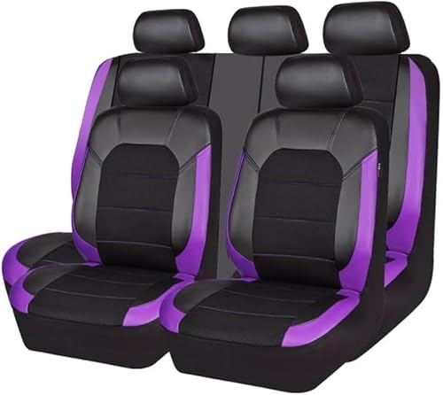 ASTRAE Auto Leder SitzbezüGe FüR M-itsubishi Pajero V93 2010-2022,rutschfest Wasserdicht SitzbezüGe,Komfortables AutositzbezüGe Komplettes,Auto Innenraum ZubehöR,C/Purple von ASTRAE