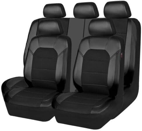 ASTRAE Auto Leder SitzbezüGe FüR S-koda Octavia Mk4 /(NX)/2021 2022 2023 2024,rutschfest Wasserdicht SitzbezüGe,Komfortables AutositzbezüGe Komplettes,Auto Innenraum ZubehöR,A/Black von ASTRAE