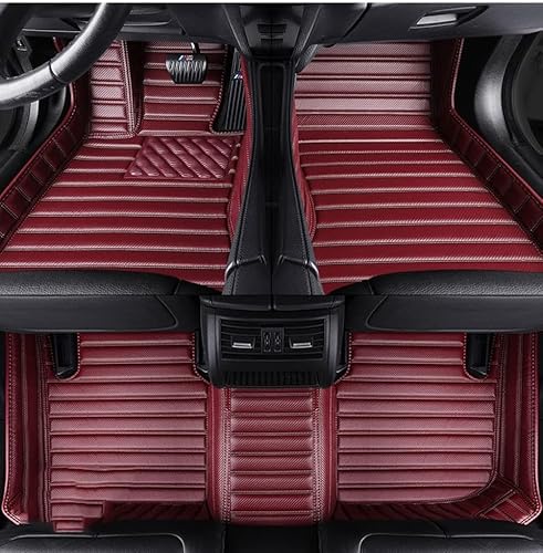 Leder Auto Fußmatten Für Tiguan Allspace/Tiguan L (7seats) LWB 2017-2024,Allwetter rutschfeste Langlebig Fussmatten Set,Vollabdeckungs Vorne Hinten Schutz Auto Boden Teppich,E/Wine-red von ASTRAE