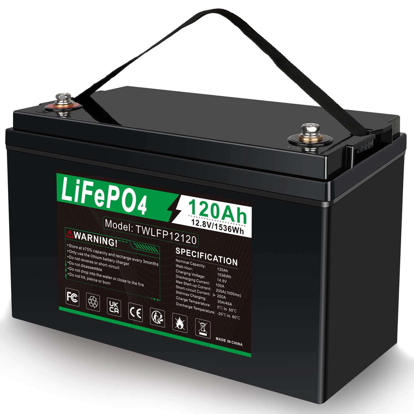 ASUNCELL LiFePO4 120Ah 12.8V Batterie mit BMS Low Temperature Schutz, 1536Wh Lithiumbatterie, LiFePO4 Akku für Wohnmobil,Solaranlage, Boot, Haushalt, Solarpanel Kit,Camping von ASUNCELL