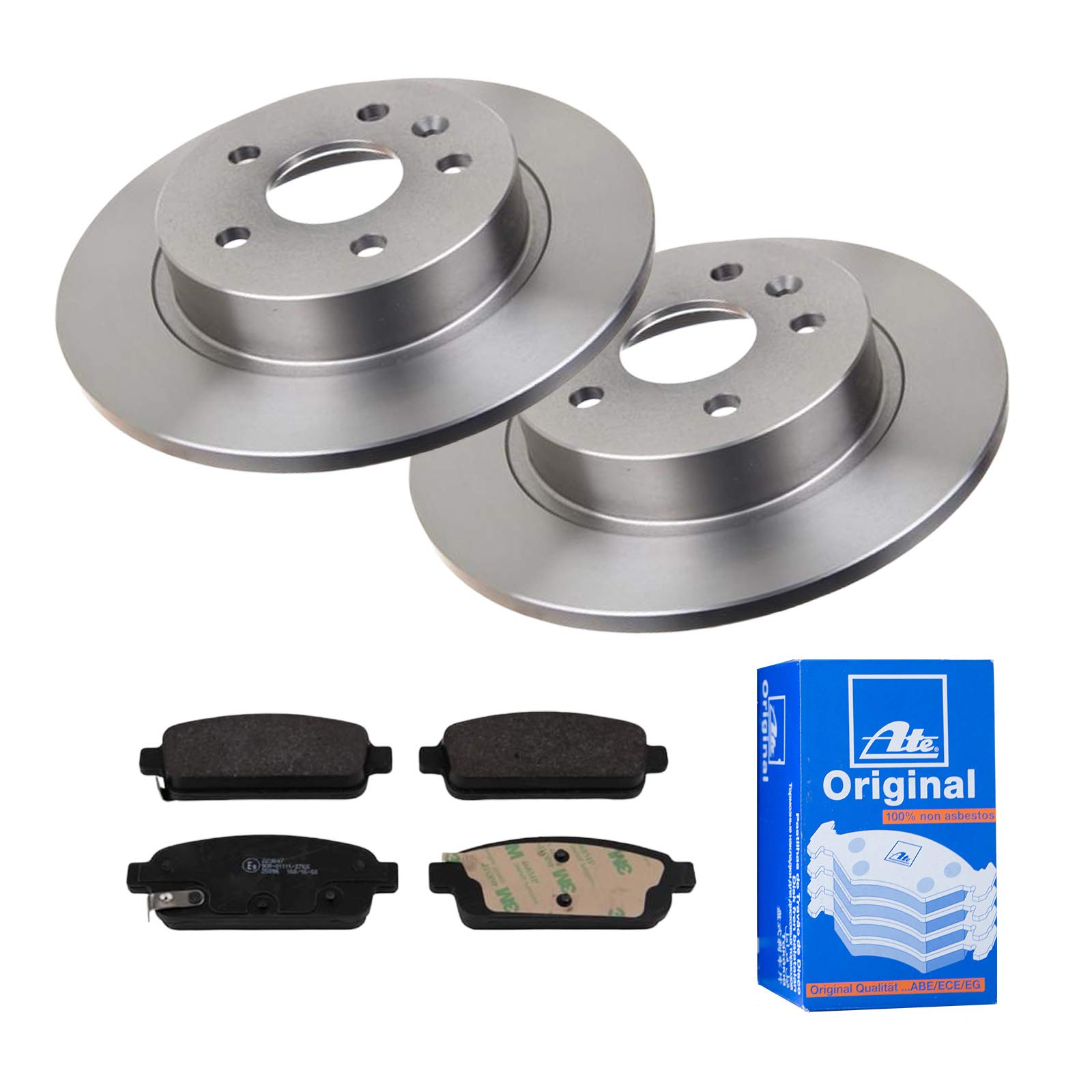 2 Bremsscheiben + Bremsbelagsatz ATE 3er Set Voll Ø268 mm Hinten Bremsenset 3tlg von ATE Bundle