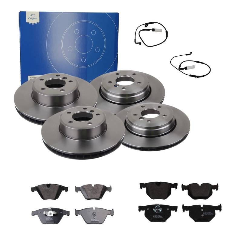 ATE Bremsen-Set 2 Bremsscheiben + Bremsbeläge Einbau Vorne Hinten Bremsscheiben-Set Scheibenbremsen passend für BMW 5 E60 6 E63 E64 von ATE Bundle