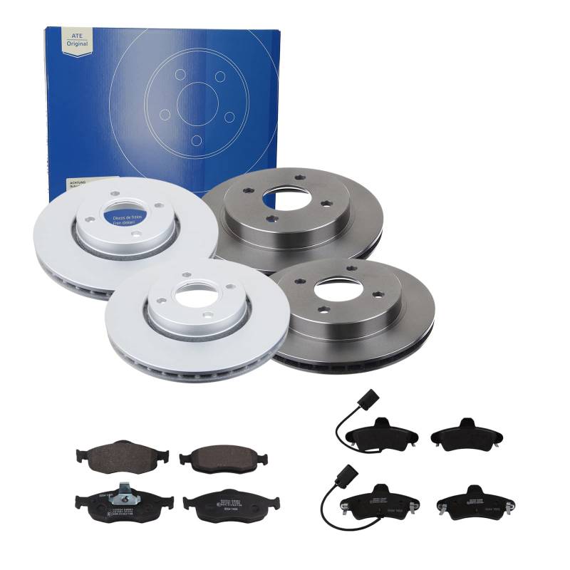 ATE 2 Bremsscheiben + Bremsbeläge VA + HA für Ford Mondeo 2 BAP BFP BNP von ATE Bundle