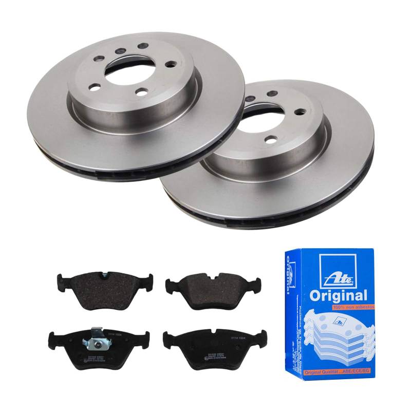 ATE Bremsen-Set 2 Bremsscheiben + Bremsbeläge Bremsensatz Ø325 Einbau Vorne Bremsscheiben-Set Scheibenbremsen passend für BMW X3 E83 von ATE Bundle