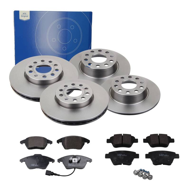 ATE 2 Bremsscheiben PowerDisc + Beläge VA + HA für VW Golf 6 5K1 Touran 1T3 von ATE Bundle