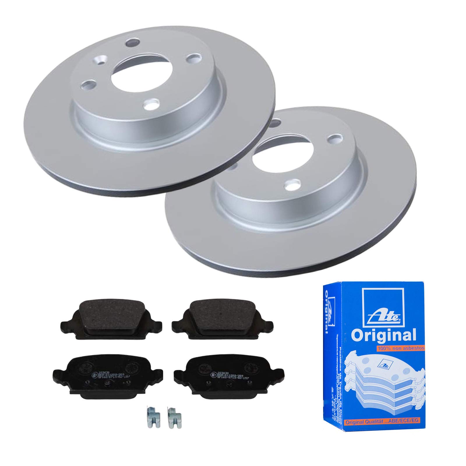 ATE Bremsen-Set 2 Bremsscheiben + Bremsbeläge Bremsensatz Einbau Hinten Bremsscheiben-Set Scheibenbremsen IJF141G3Z6 passend für Opel Tigra TwinTop X04 von ATE Bundle