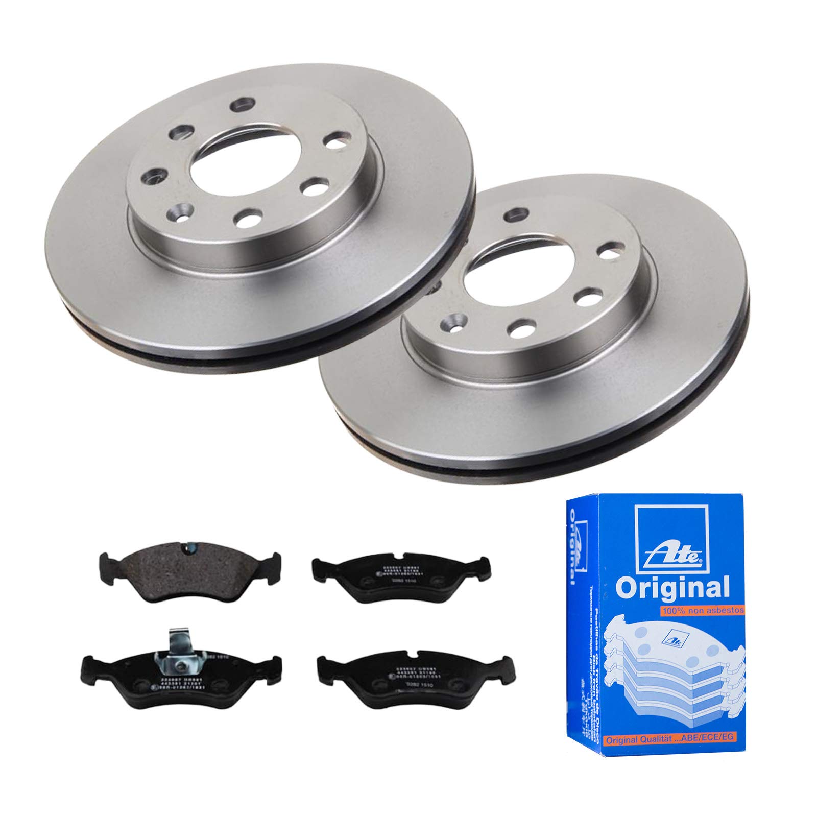 ATE Bremsen-Set 2 Bremsscheiben + Bremsbeläge Bremsensatz Einbau Vorderachse Bremsscheiben-Set Scheibenbremsen IJF1414XJ8 passend für Opel Kadett E T85 von ATE Bundle