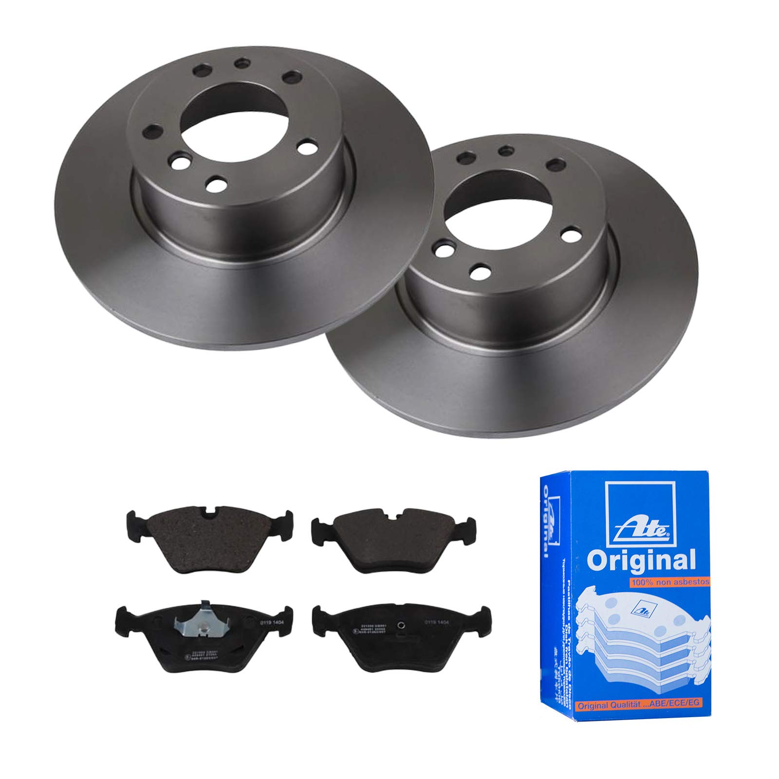 ATE Bremsen-Set 2 Bremsscheiben + Bremsbeläge Bremsensatz Einbau Vorne Bremsscheiben-Set Scheibenbremsen IJF1416MG2 passend für BMW 5 E34 5 Touring E34 von ATE Bundle