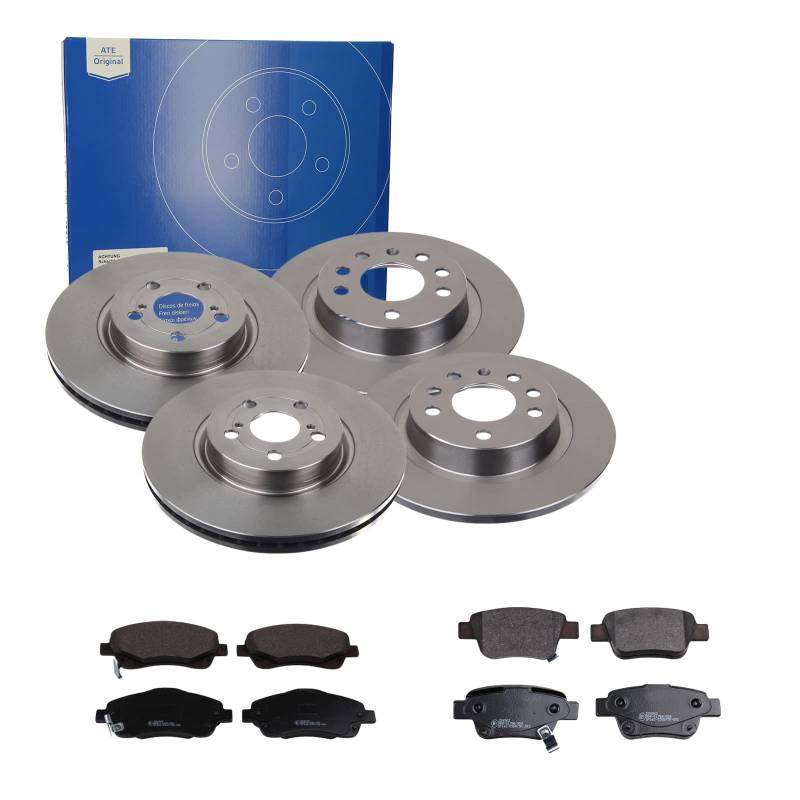 ATE Bremsen-Set 2 Bremsscheiben + Bremsbeläge Bremsensatz Einbau Vorne Hinten Bremsscheiben-Set Scheibenbremsen SIZW20VDL7 passend für Toyota Avensis von ATE Bundle