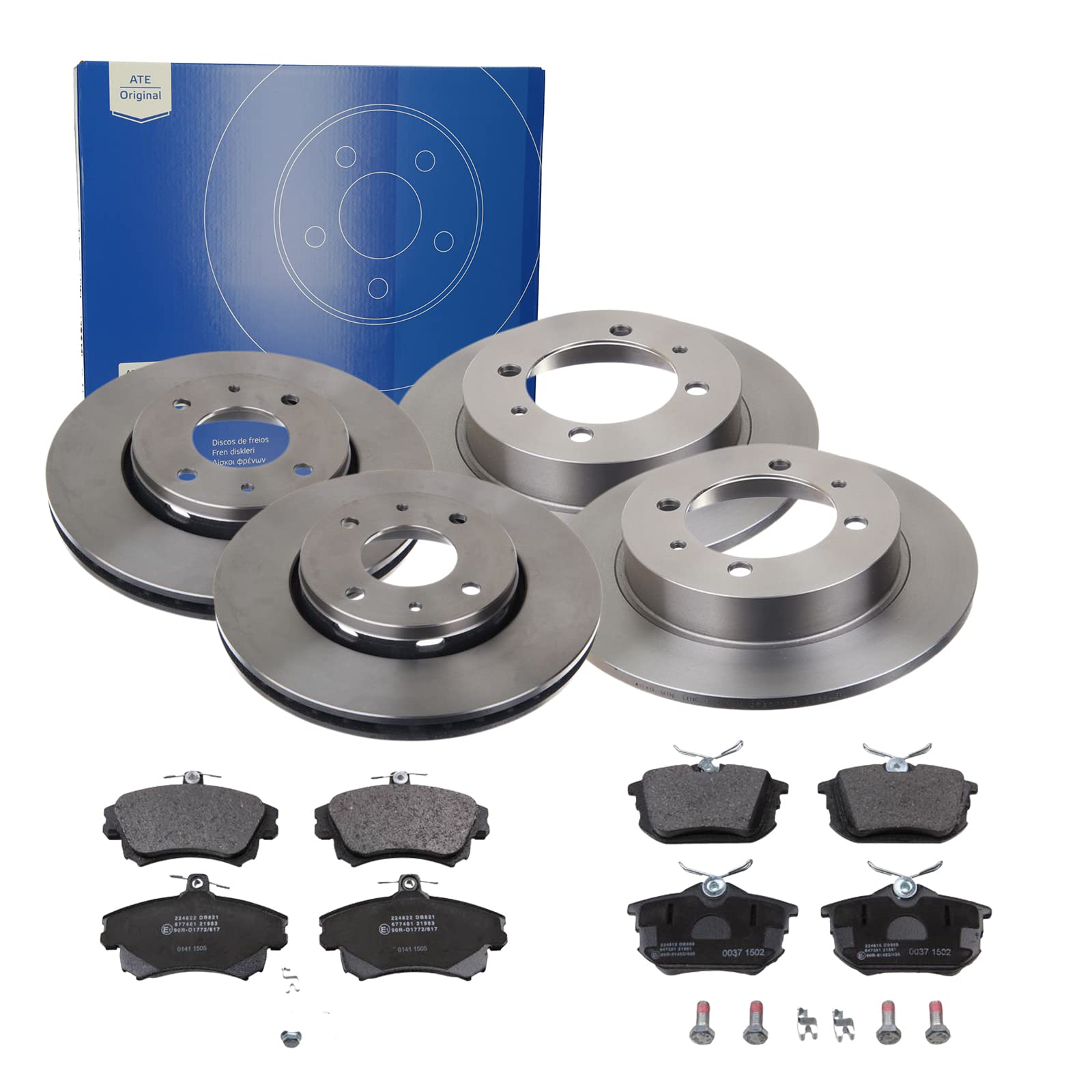 ATE Bremsen-Set 2 Bremsscheiben + Bremsbeläge Bremsensatz Einbau Vorne Hinten Bremsscheiben-Set Scheibenbremsen SIZW21TDE3 passend für Volvo V40 645 von ATE Bundle