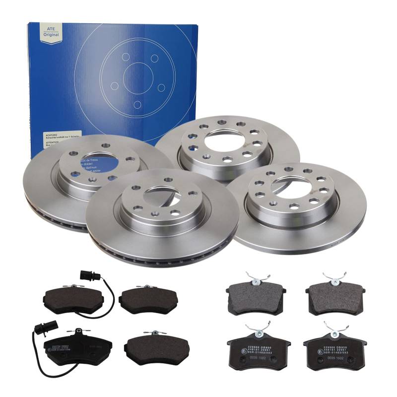 ATE Bremsen-Set 2 Bremsscheiben + Bremsbeläge Bremsensatz Einbau Vorne Hinten Bremsscheiben-Set Scheibenbremsen SIZW220X39 passend für Audi A4 A4 Avant von ATE Bundle