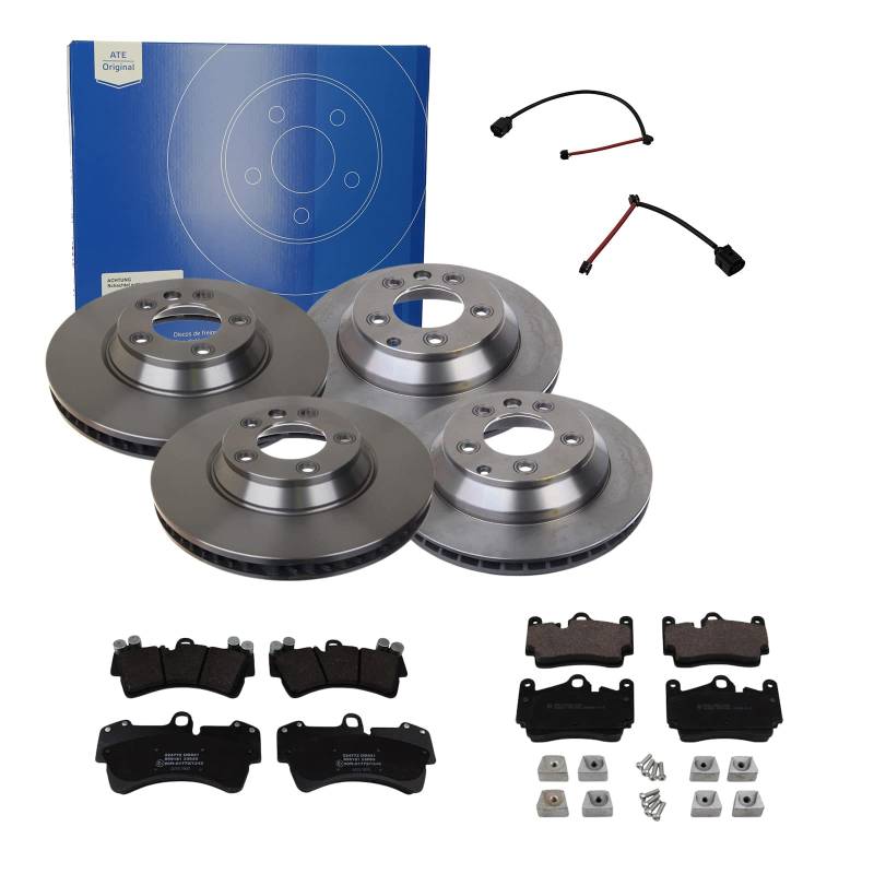 ATE Bremsen-Set 2 Bremsscheiben + Bremsbeläge Einbau Vorne Hinten Bremsscheiben-Set Scheibenbremsen passend für Audi Q7 4LB VW Touareg von ATE Bundle