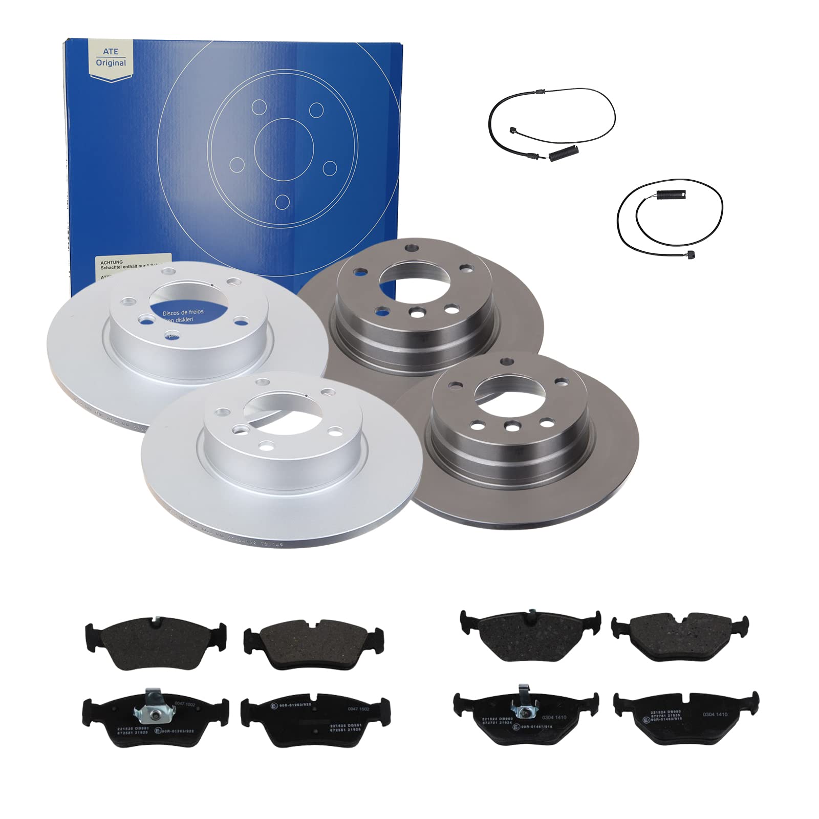 ATE Bremsen-Set 2 Bremsscheiben + Bremsbeläge Einbau Vorne Hinten Bremsscheiben-Set Scheibenbremsen passend für BMW 3 E36 3 Touring E36 von ATE Bundle