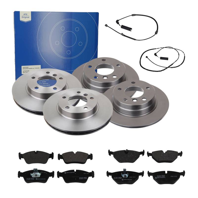 ATE Bremsen-Set 2 Bremsscheiben + Bremsbeläge Einbau Vorne Hinten Bremsscheiben-Set Scheibenbremsen passend für BMW 3 E46 3 Compact E46 von ATE Bundle