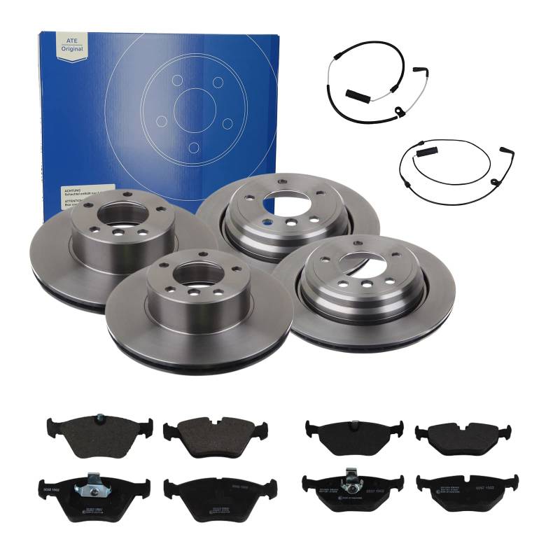 ATE Bremsen-Set 2 Bremsscheiben + Bremsbeläge Einbau Vorne Hinten Bremsscheiben-Set Scheibenbremsen passend für BMW 5 Touring E39 von ATE Bundle