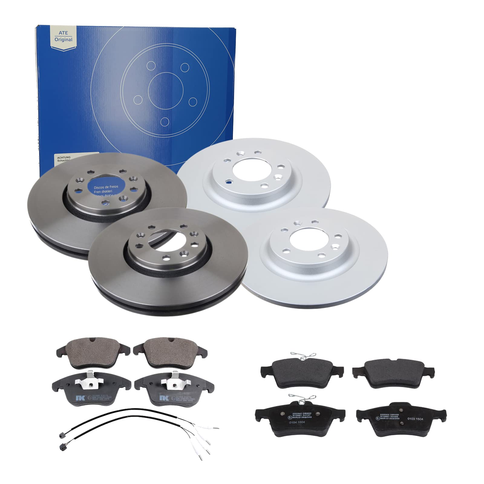 ATE Bremsen-Set 2 Bremsscheiben + Bremsbeläge Einbau Vorne Hinten Bremsscheiben-Set Scheibenbremsen passend für Citroen C5 3 RDx RWx von ATE Bundle